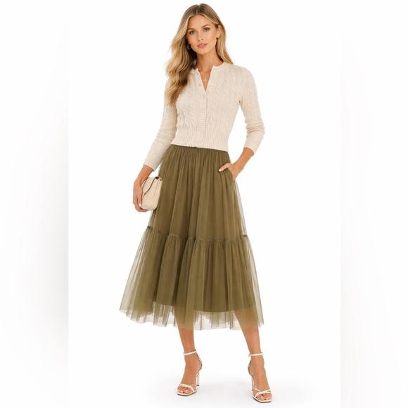 Unbranded Dresses & Skirts - Elegant Olive Green Tulle Skirt